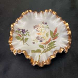 Vintage Kalk German Porcelain, Hand Painted, Ruffled Edge, Candy/Trinket Dish.